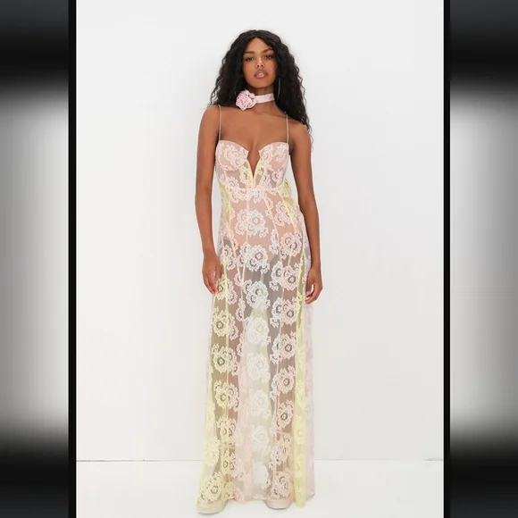 For Love & Lemons Blossom Maxi Dress In Color Multi. Size XS - Picture 1 of 8